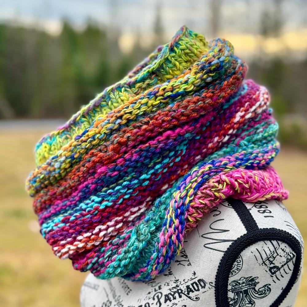 Hand Crafted Multicolor Knit Wrap - Picture 8 of 17